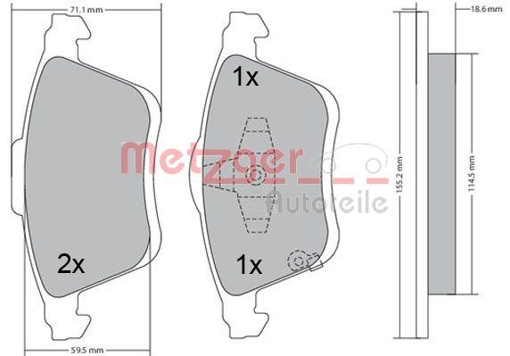 METZGER 1170635 Bremsbelagsatz, Scheibenbremse
