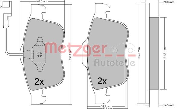 METZGER 1170636 Bremsbelagsatz, Scheibenbremse