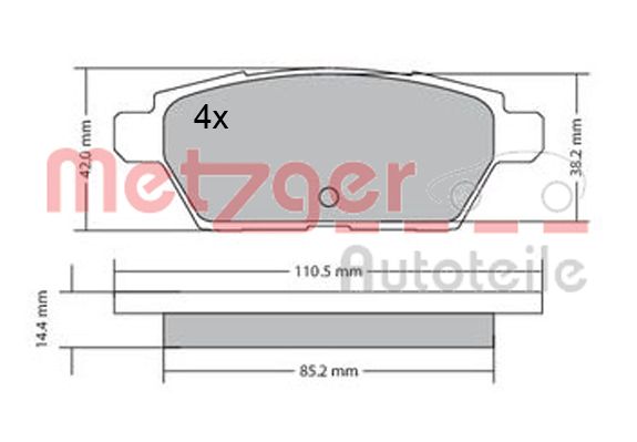 METZGER 1170637 Bremsbelagsatz, Scheibenbremse
