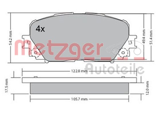 METZGER 1170639 Bremsbelagsatz, Scheibenbremse