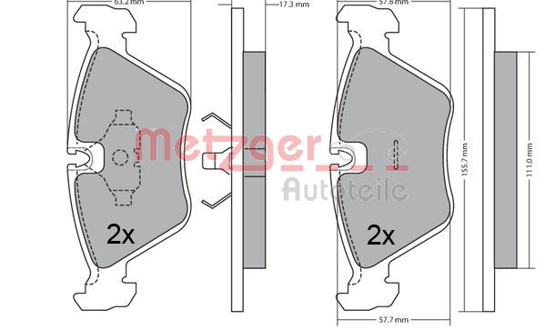 METZGER 1170643 Bremsbelagsatz, Scheibenbremse