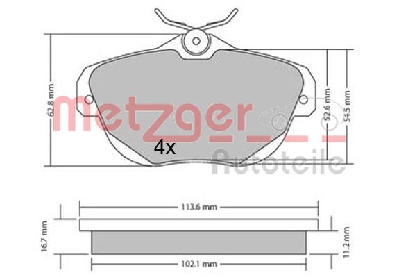 METZGER 1170653 Bremsbelagsatz, Scheibenbremse