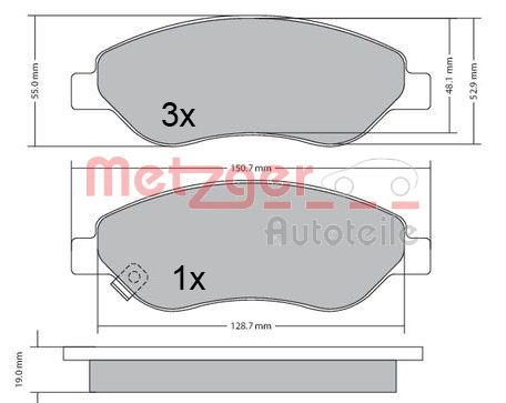 METZGER 1170655 Bremsbelagsatz, Scheibenbremse