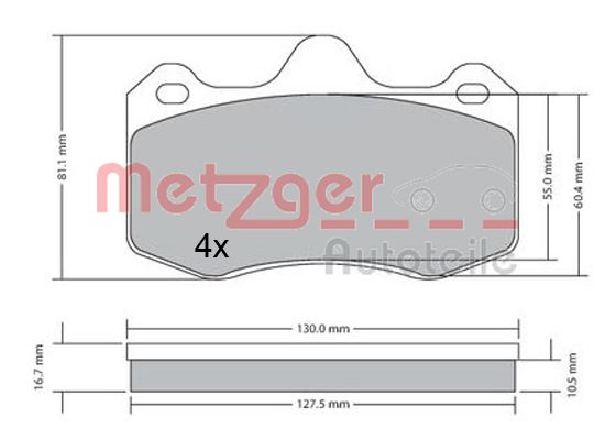 METZGER 1170656 Bremsbelagsatz, Scheibenbremse