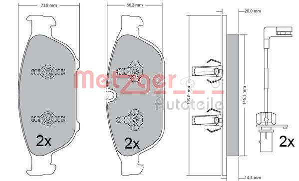 METZGER 1170657 GREENPARTS Bremsbelagsatz, Scheibenbremse