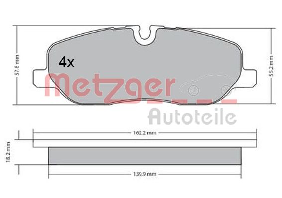 METZGER 1170668 Bremsbelagsatz, Scheibenbremse