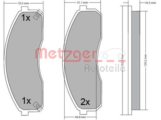 METZGER 1170670 Bremsbelagsatz, Scheibenbremse