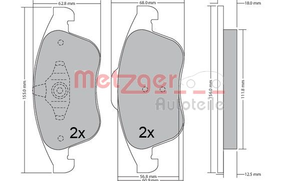 METZGER 1170672 Bremsbelagsatz, Scheibenbremse