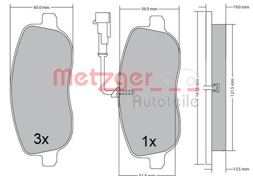 METZGER 1170683 Bremsbelagsatz, Scheibenbremse