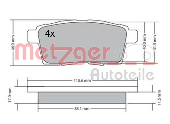 METZGER 1170686 Bremsbelagsatz, Scheibenbremse