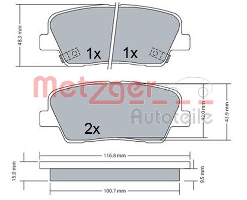 METZGER 1170687 Bremsbelagsatz, Scheibenbremse
