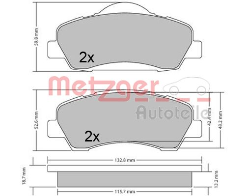 METZGER 1170690 Bremsbelagsatz, Scheibenbremse
