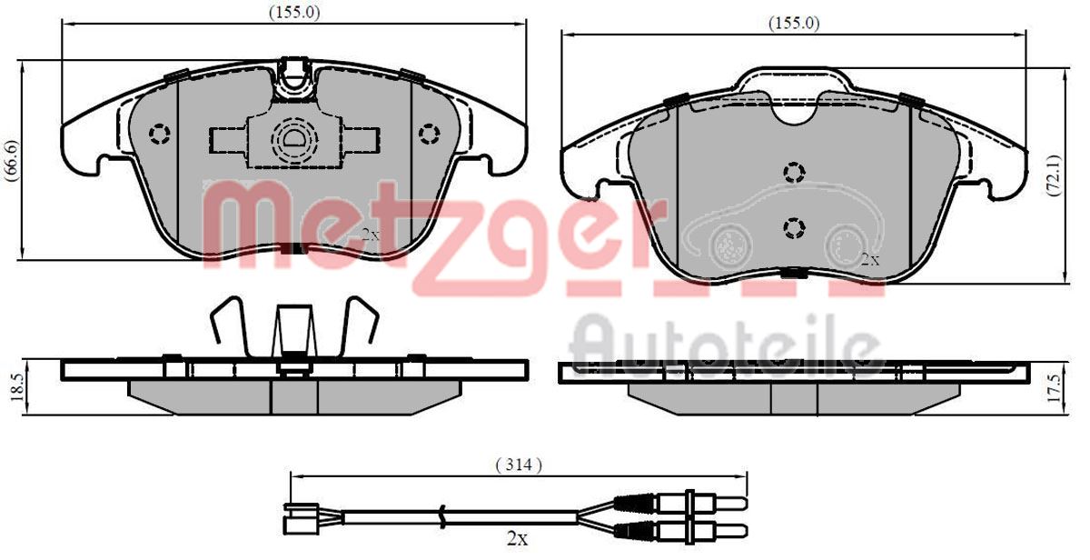 METZGER 1170773 GREENPARTS Bremsbelagsatz, Scheibenbremse