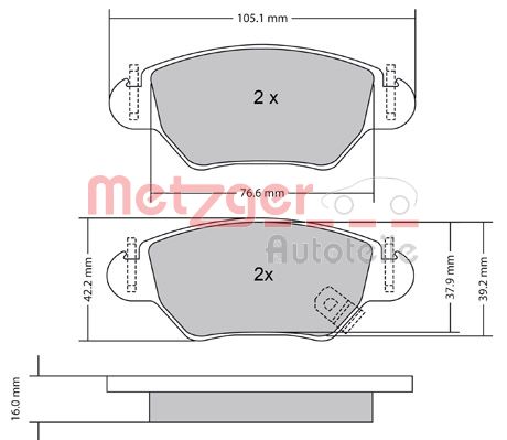 METZGER 1170809 Bremsbelagsatz, Scheibenbremse