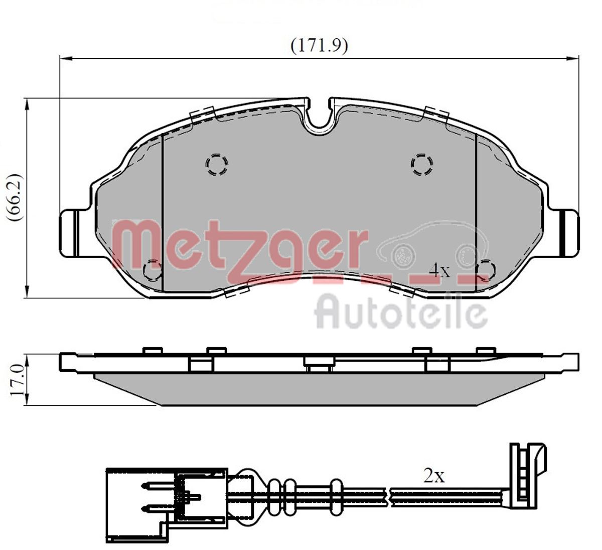 METZGER 1170814 Bremsbelagsatz, Scheibenbremse