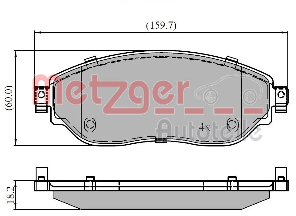 METZGER 1170834 Bremsbelagsatz, Scheibenbremse
