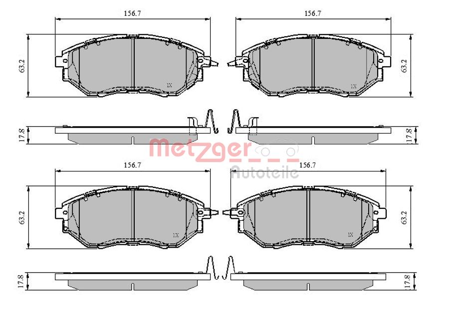 METZGER 1170841 Bremsbelagsatz, Scheibenbremse