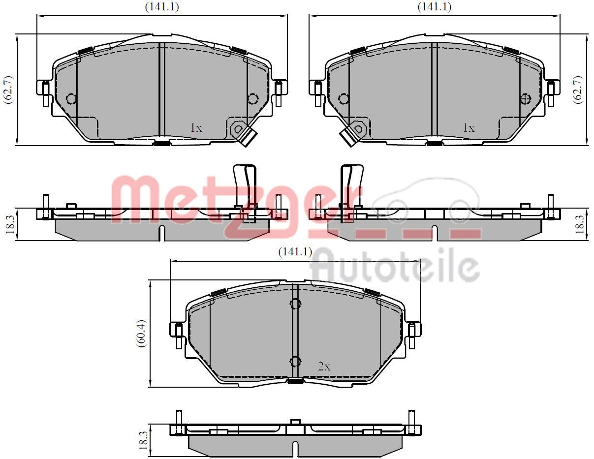 METZGER 1170854 GREENPARTS Bremsbelagsatz, Scheibenbremse
