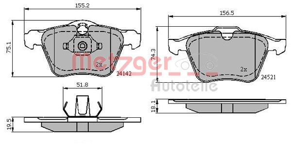 METZGER 1170864 GREENPARTS Bremsbelagsatz, Scheibenbremse