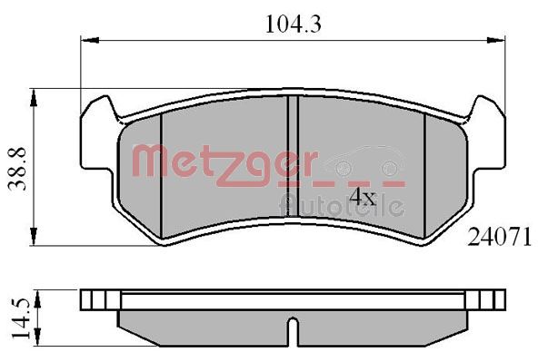 METZGER 1170869 Bremsbelagsatz, Scheibenbremse