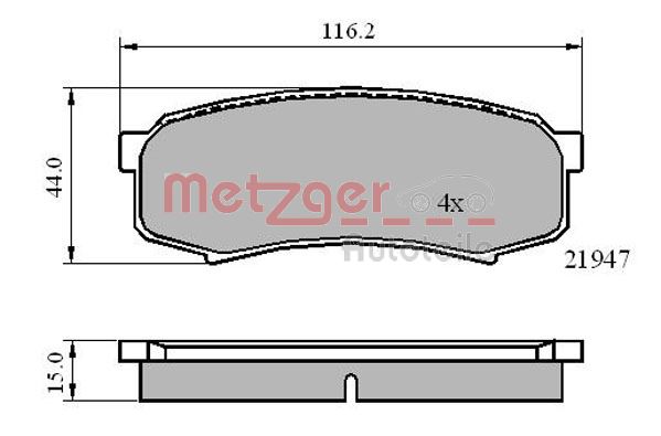 METZGER 1170871 Bremsbelagsatz, Scheibenbremse