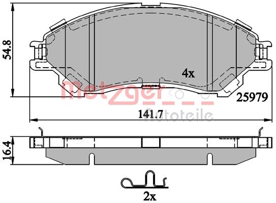 METZGER 1170882 Bremsbelagsatz, Scheibenbremse