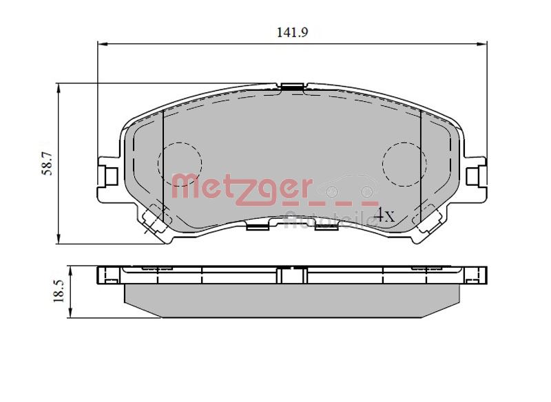METZGER 1170908 Bremsbelagsatz, Scheibenbremse