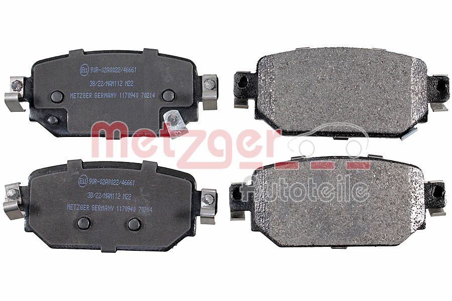 METZGER 1170940 Bremsbelagsatz, Scheibenbremse
