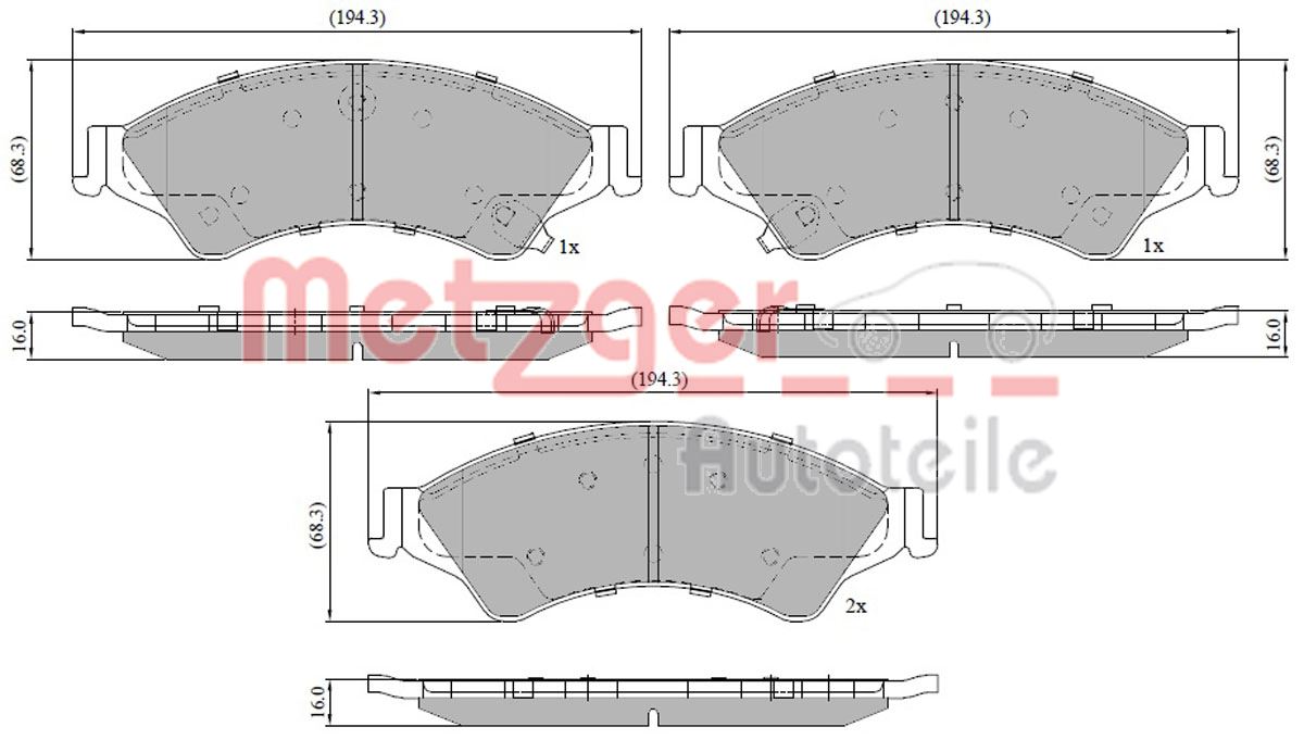 METZGER 1170946 Bremsbelagsatz, Scheibenbremse