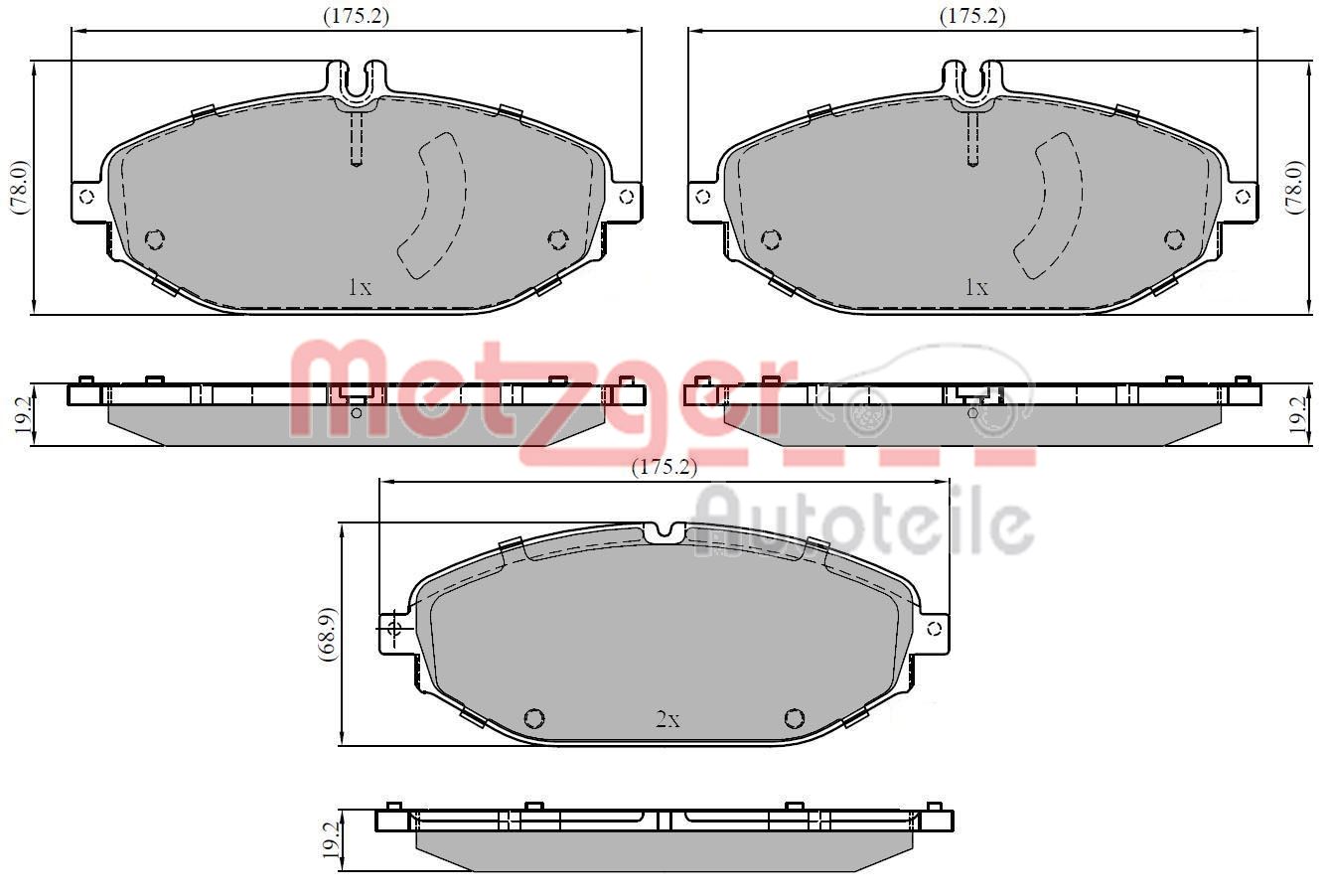 METZGER 1170963 GREENPARTS Bremsbelagsatz, Scheibenbremse