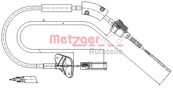 METZGER 12.7202 Seilzug, Kupplungsbetätigung