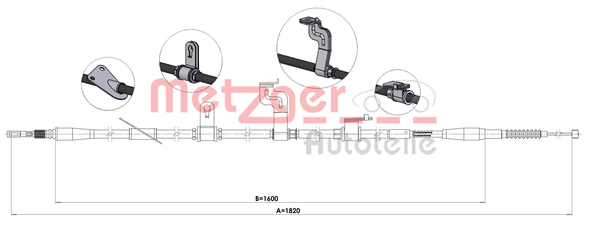 METZGER 17.2596 Seilzug, Feststellbremse