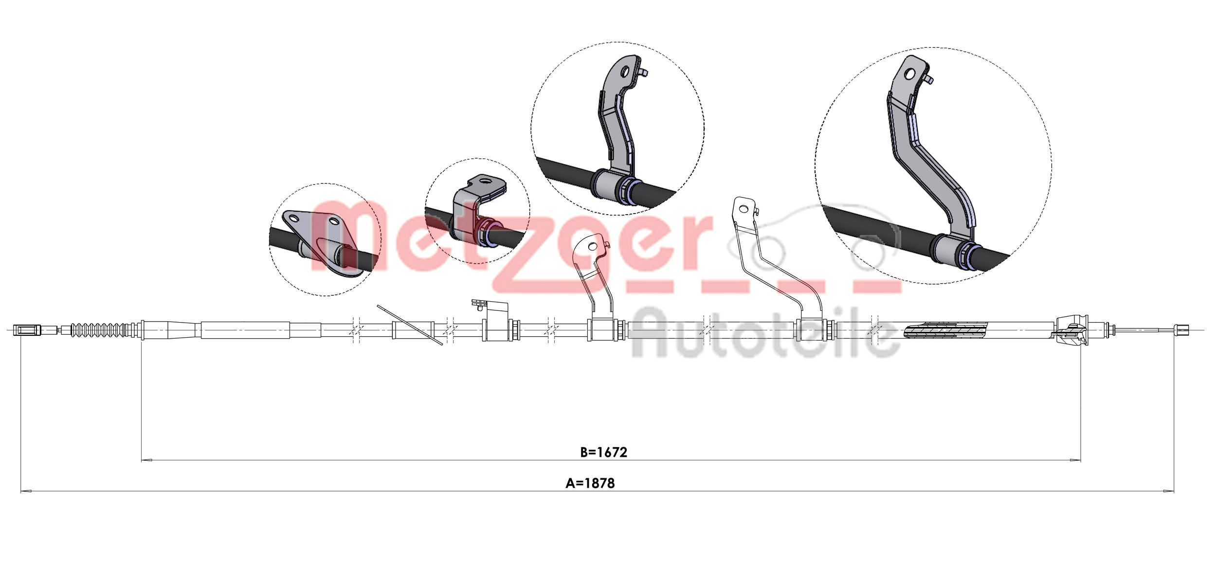 METZGER 17.6074 Seilzug, Feststellbremse