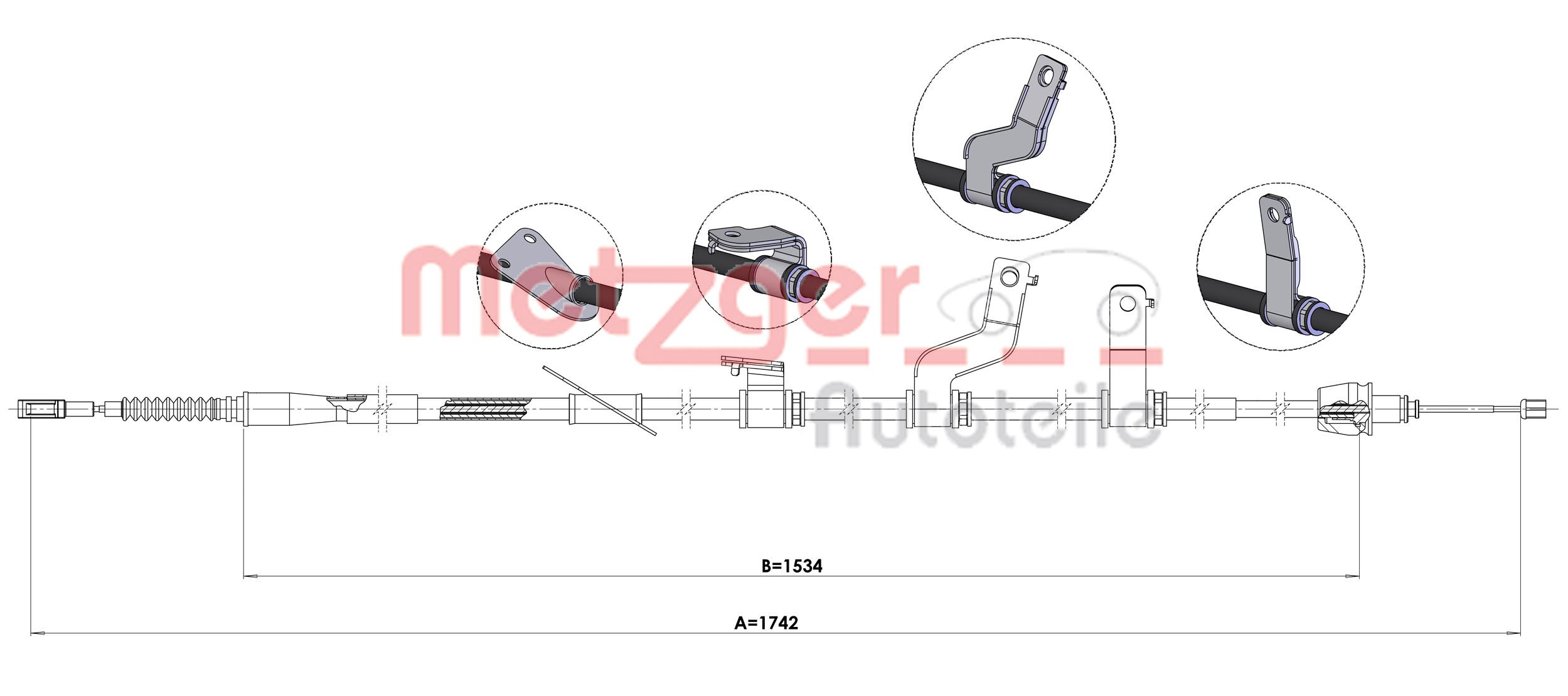 METZGER 17.6075 Seilzug, Feststellbremse