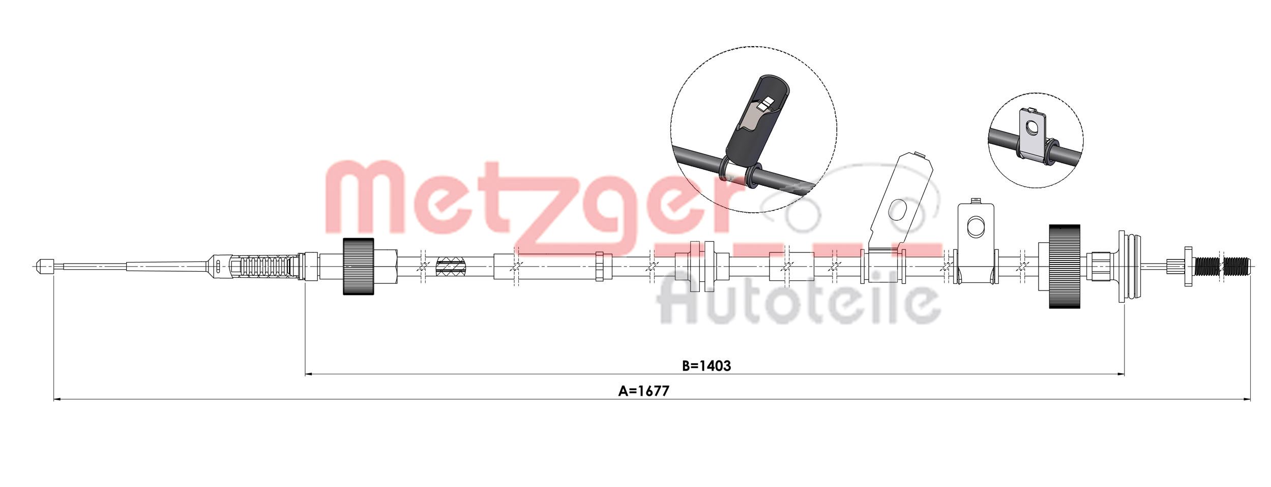 METZGER 1E.LR003 Seilzug, Feststellbremse