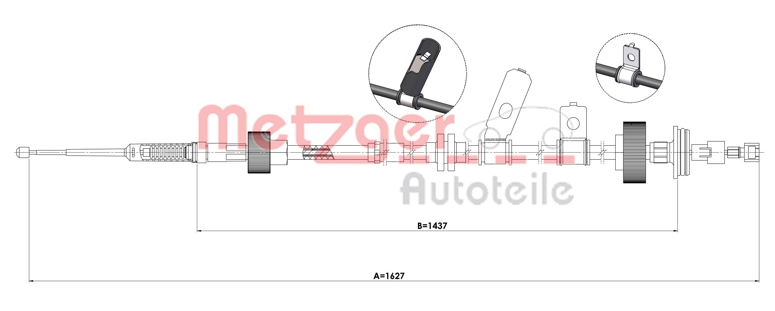 METZGER 1E.LR004 Seilzug, Feststellbremse