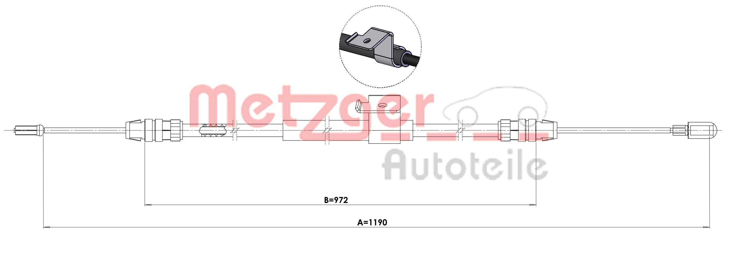 METZGER 1.FD021 Seilzug, Feststellbremse