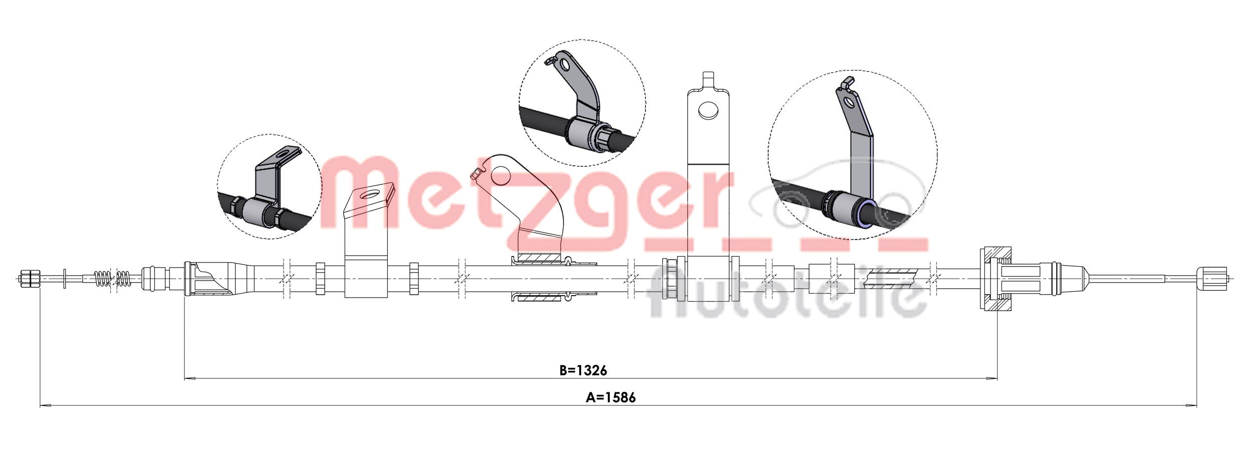 METZGER 1.KI014 Seilzug, Feststellbremse