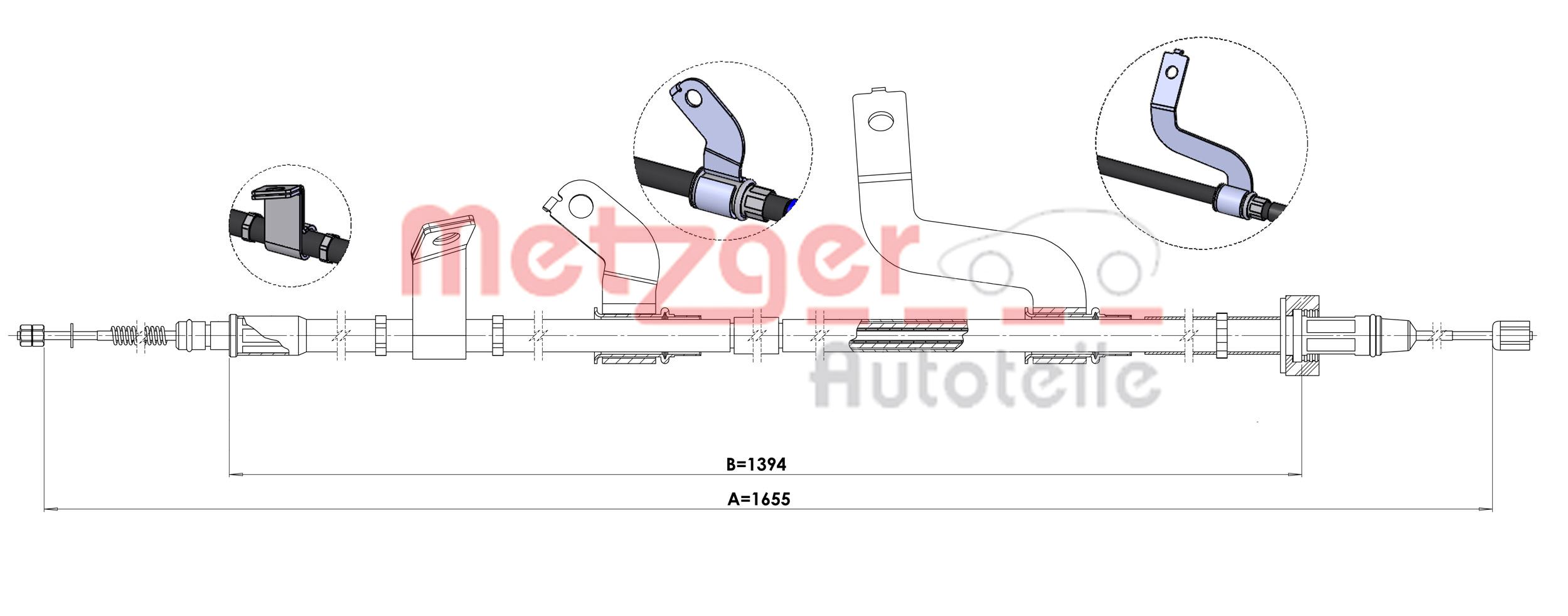 METZGER 1.KI015 Seilzug, Feststellbremse