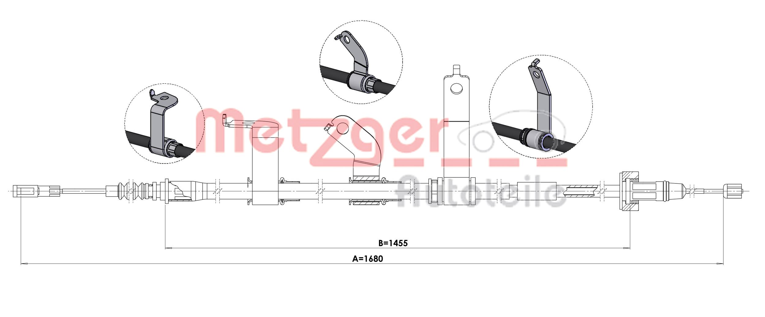 METZGER 1.KI016 Seilzug, Feststellbremse
