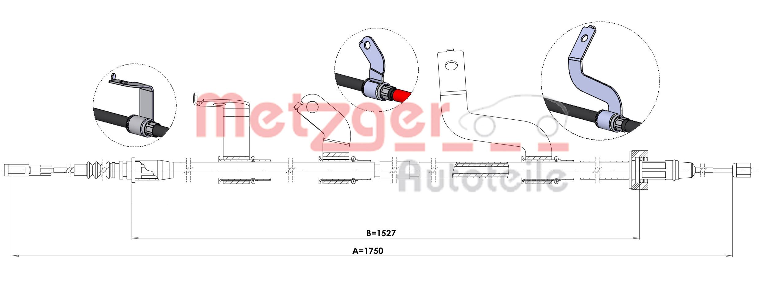 METZGER 1.KI017 Seilzug, Feststellbremse