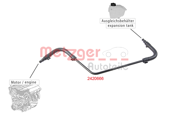 METZGER 2420666 Légtelenítőcső, kiegyenlítőtartály MERCEDES-BENZ