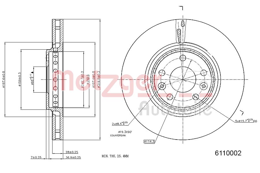 METZGER 6110002 GREENPARTS Bremsscheibe