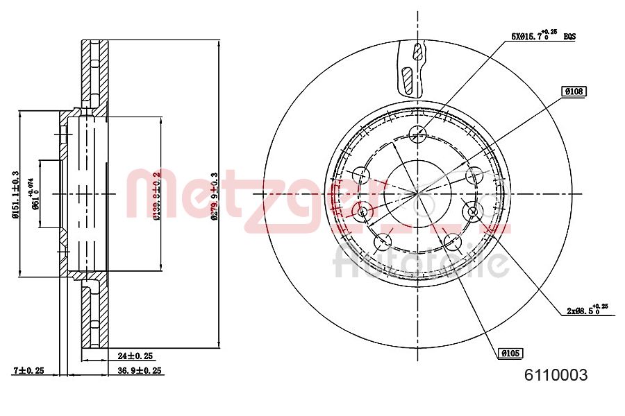 METZGER 6110003 Bremsscheibe