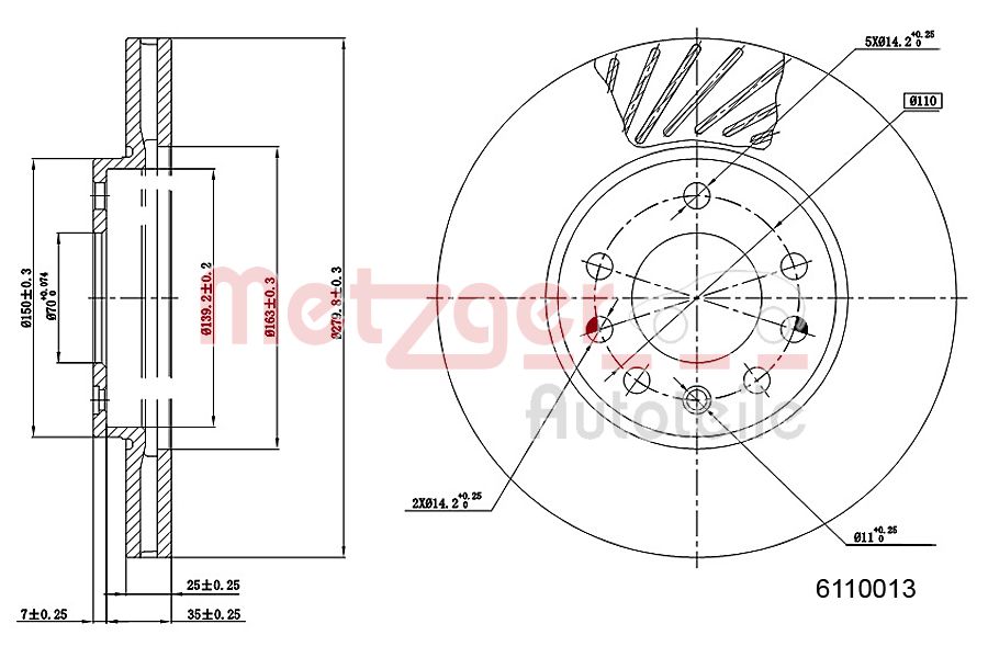 METZGER 6110013 Bremsscheibe