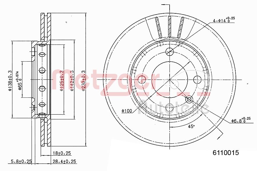 METZGER 6110015 Bremsscheibe