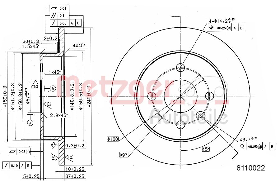 METZGER 6110022 Bremsscheibe