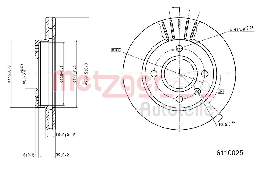 METZGER 6110025 Bremsscheibe