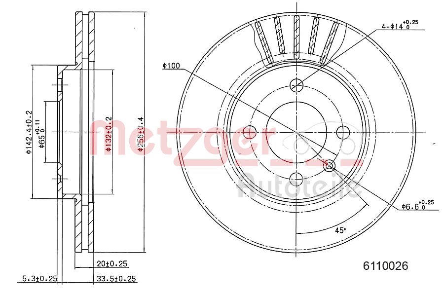 METZGER 6110026 Bremsscheibe