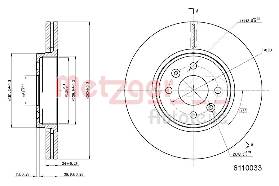 METZGER 6110033 Bremsscheibe